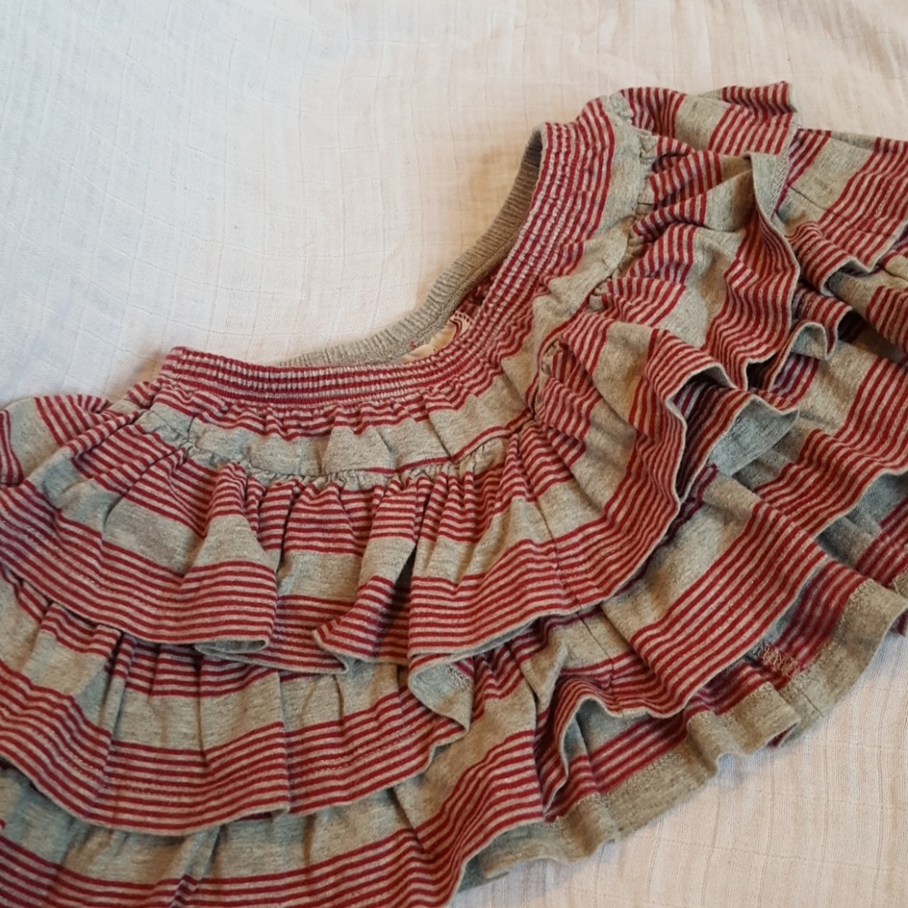 Oilily raspberry and gray layered skirt